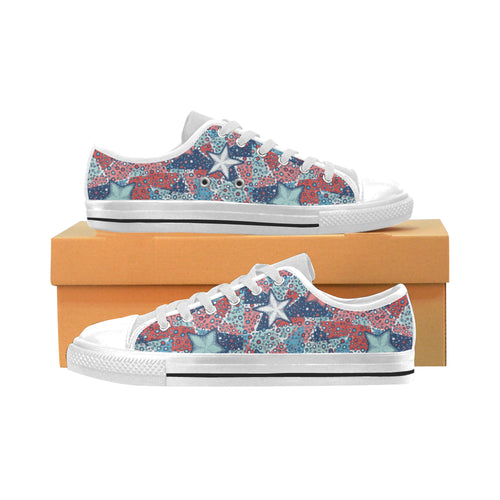 Hand drawn colorful starfish Men's Low Top Shoes White