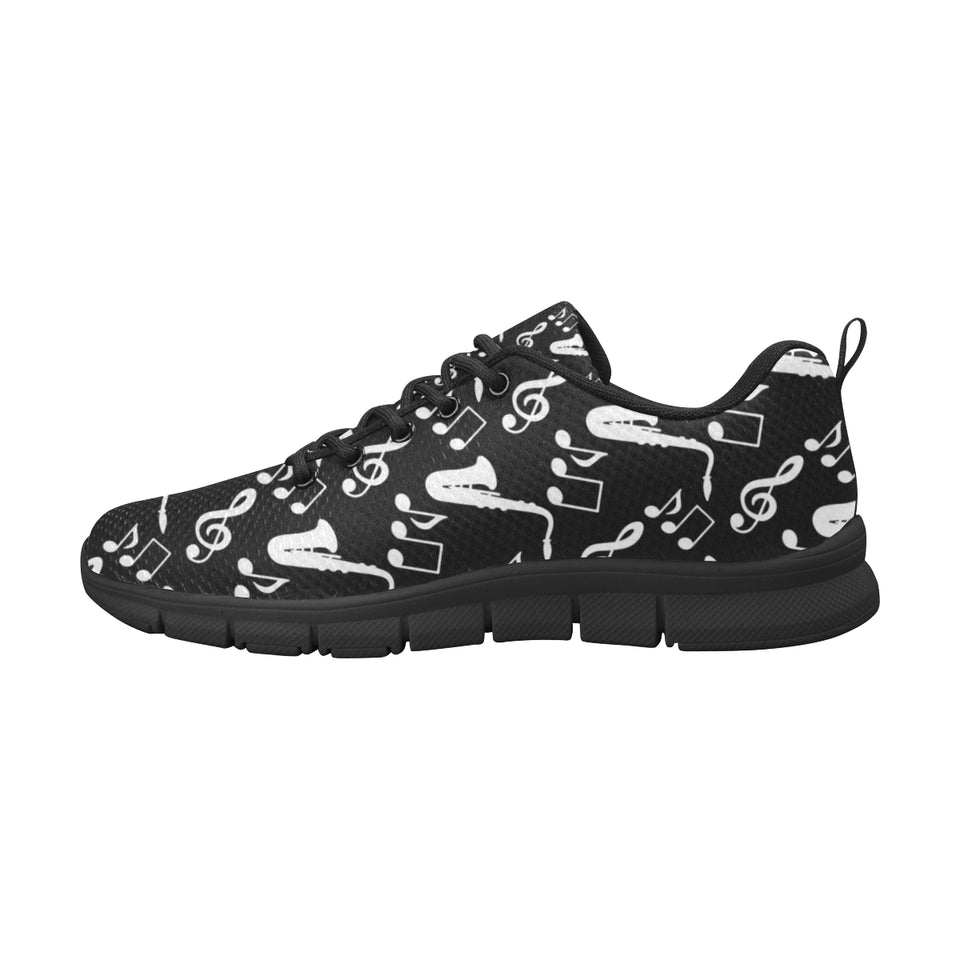 Saxophone music notes treble clef black white them Men's Sneaker Shoes