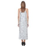Cartoon hand drawn ice cream black white V-Neck Open Fork Long Dress