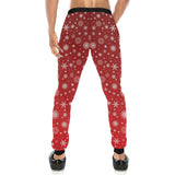 Snowflake pattern red background Unisex Casual Sweatpants