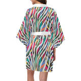 Colorful zebra skin pattern Women's Short Kimono Robe