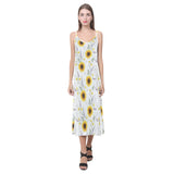 beautiful sunflowers pattern V-Neck Open Fork Long Dress