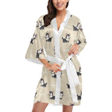Cute Siberian Husky Women's Short Kimono Robe