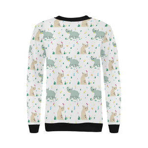 Cute Rhino pattern Women's Crew Neck Sweatshirt