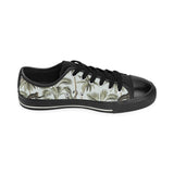 Monkey sloth lemur palm trees pattern Men's Low Top Canvas Shoes Black