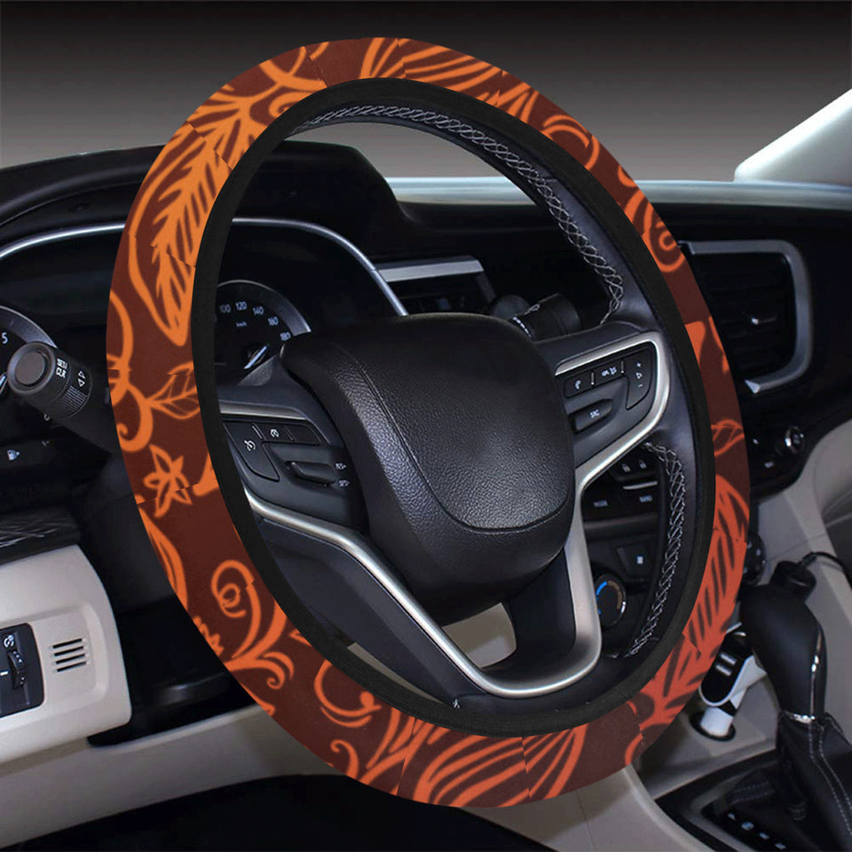 cacao beans tribal polynesian pattern Car Steering Wheel Cover