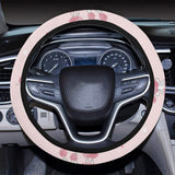 Poodle dog pink color theme Car Steering Wheel Cover
