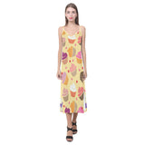 cake cupcake heart cherry pattern V-Neck Open Fork Long Dress
