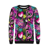 heart dot wave star creative design pattern Women's Crew Neck Sweatshirt