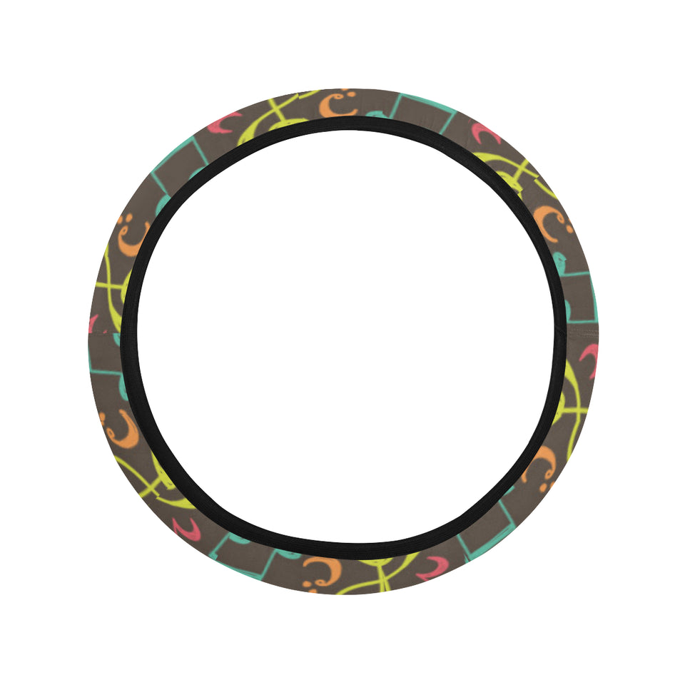 Music Notes Pattern Print Design 05 Car Steering Wheel Cover