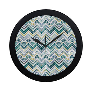 zigzag  chevron paint design pattern Elegant Black Wall Clock