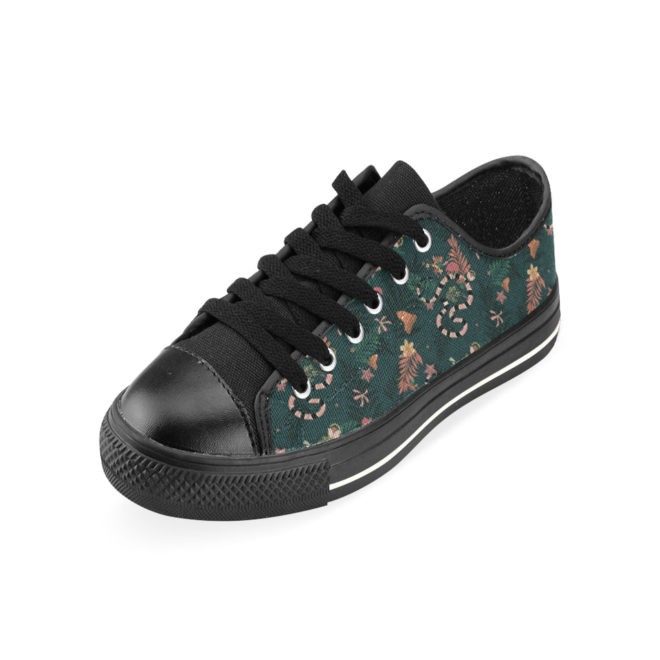 Snake forest pattern Men's Low Top Canvas Shoes Black