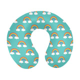 Rainbow pattern green background U-Shaped Travel Neck Pillow