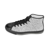 Cartoon hand drawn ice cream black white Women's High Top Canvas Shoes Black