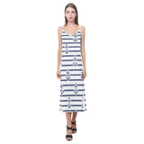 Anchor rope nautical  pattern V-Neck Open Fork Long Dress
