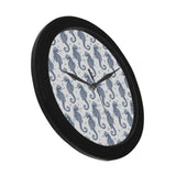 Seahorse pattern background Elegant Black Wall Clock