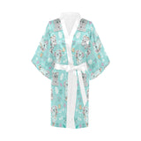 Cute koalas blue background pattern Women's Short Kimono Robe