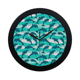 Dolphin sea pattern Elegant Black Wall Clock