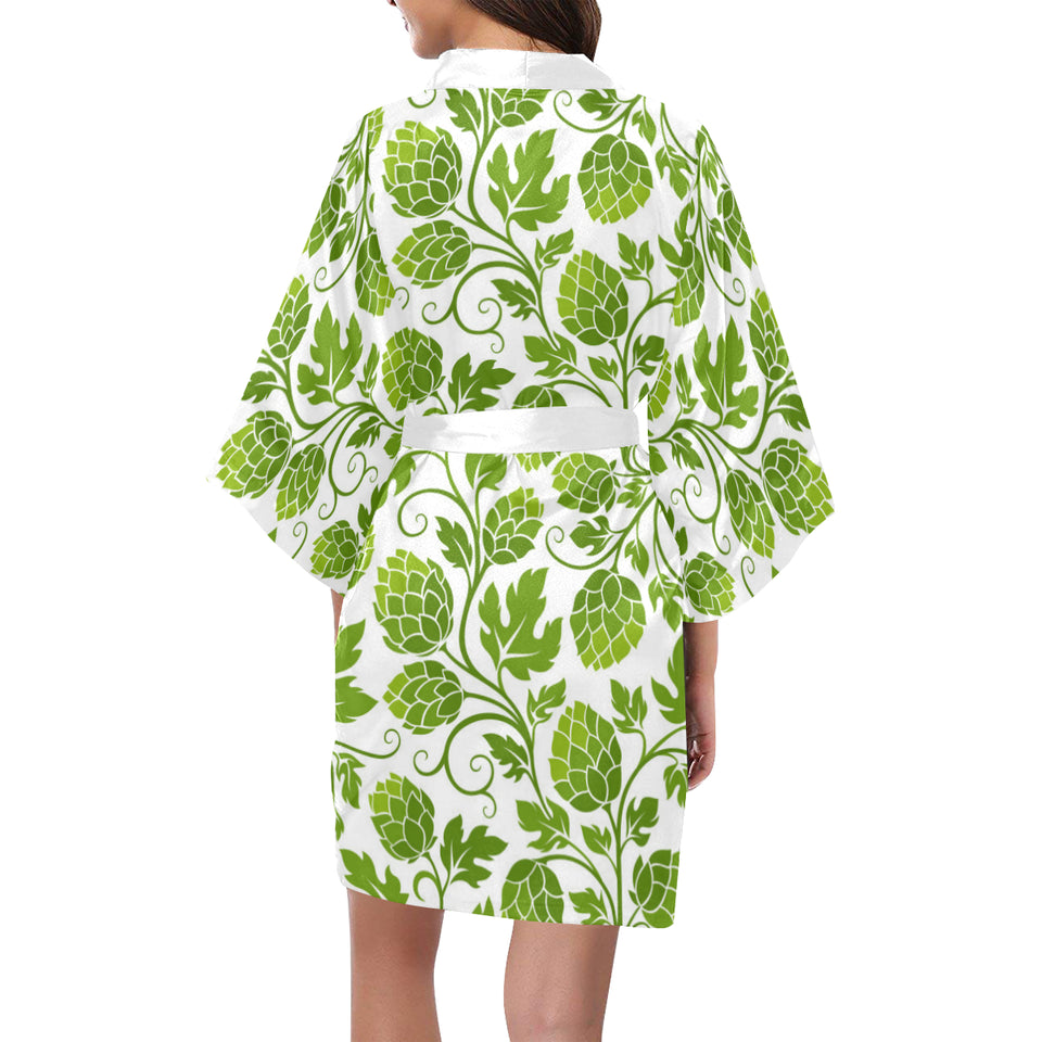 Hop design pattern Women's Short Kimono Robe