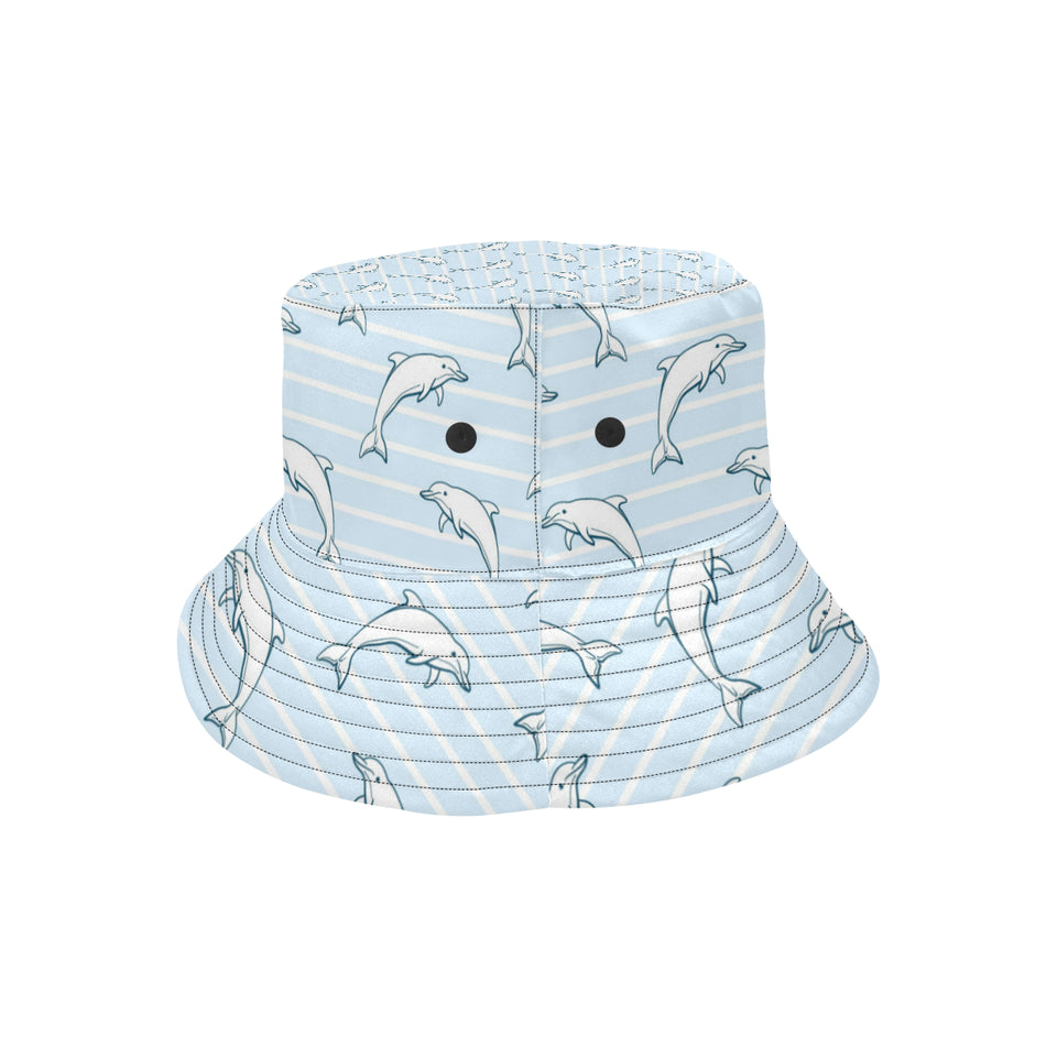 Dolphin blue striped background Unisex Bucket Hat