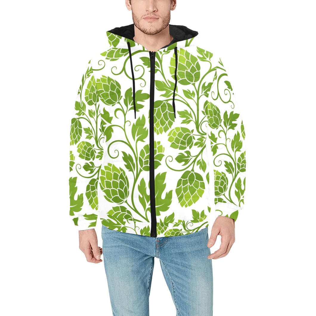 Hop design pattern Men's Padded Hooded Jacket