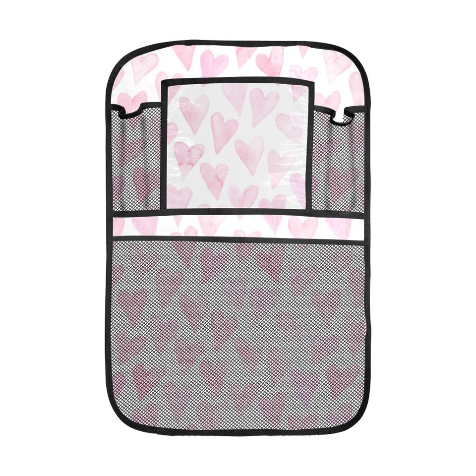 Watercolor pink heart pattern Car Seat Back Organizer