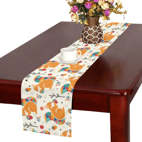 Squirrel Pattern Print Design 04 Table Runner