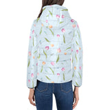 Watercolor Tulips pattern Women's Padded Hooded Jacket