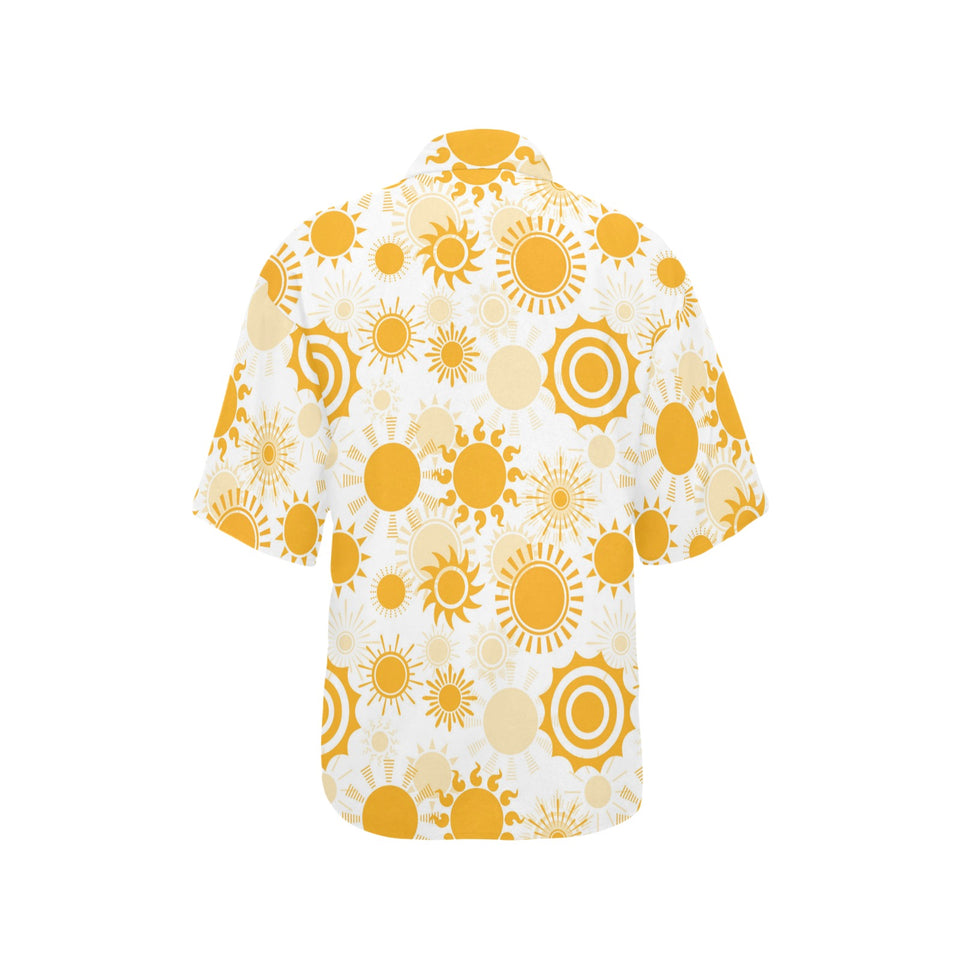Sun design pattern Women's All Over Print Hawaiian Shirt