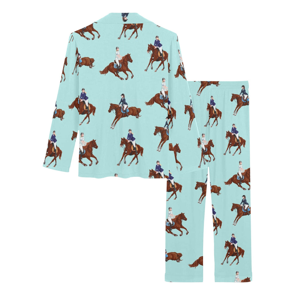 Horses running horses rider pattern Women's Long Pajama Set