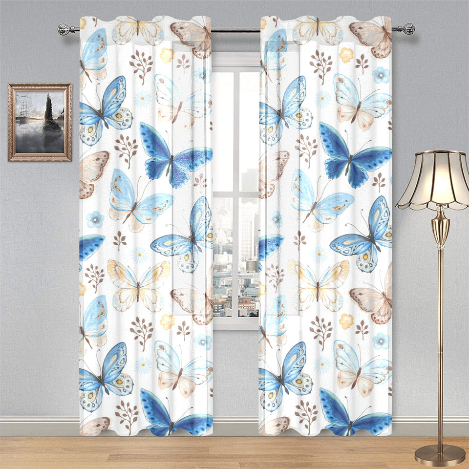 blue butterfly pattern Gauze Curtain