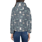 windmill tree pattern Women's Padded Hooded Jacket