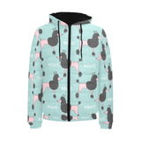 poodle dog green background Men's Padded Hooded Jacket