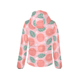 Grapefruit leaves flower pink background Women's Padded Hooded Jacket