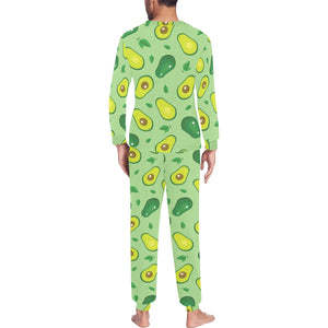 Avocado pattern green background Men's All Over Print Pajama