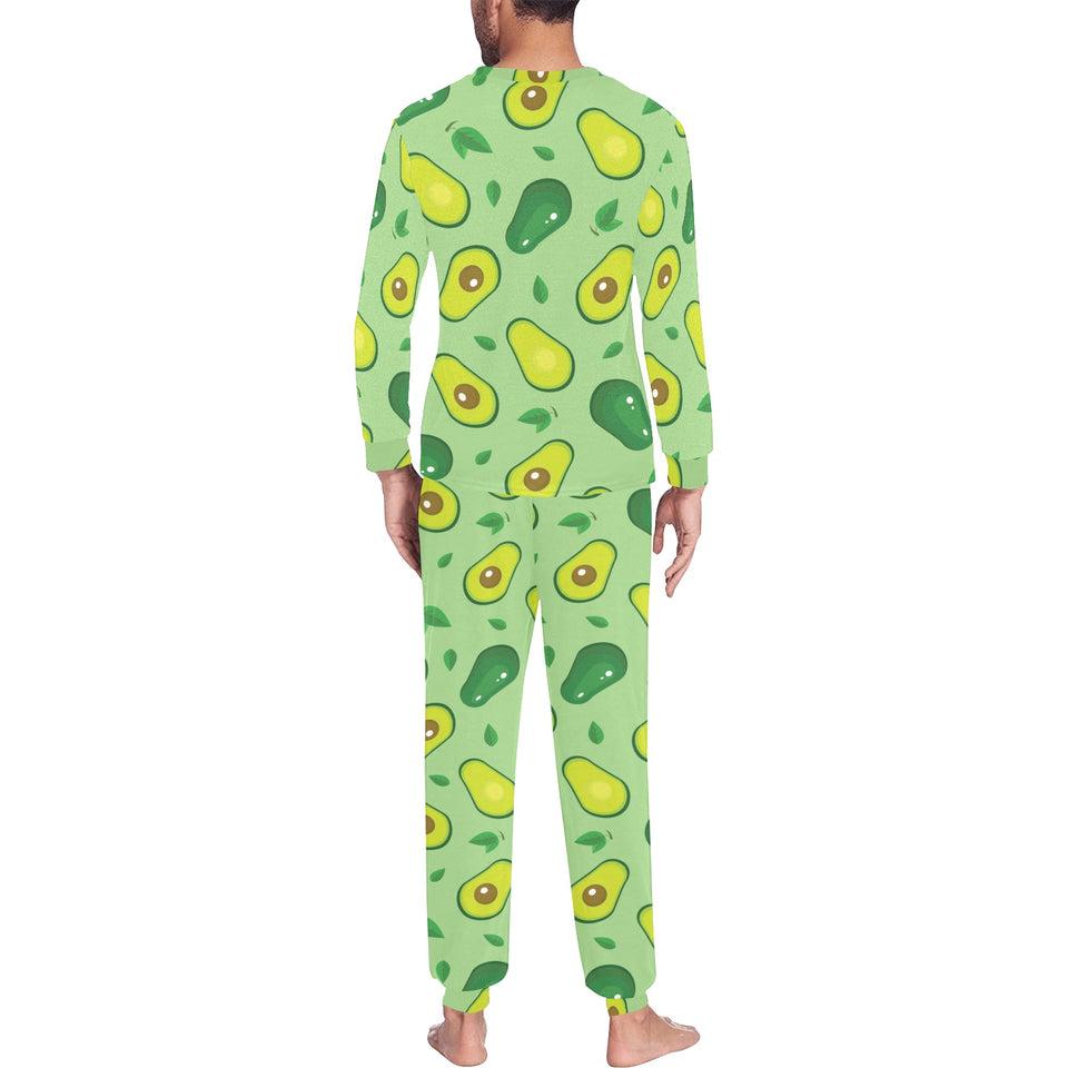 Avocado pattern green background Men's All Over Print Pajama