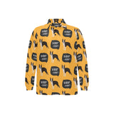 Boston terrier design pattern Men's Long Sleeve Polo Shirt