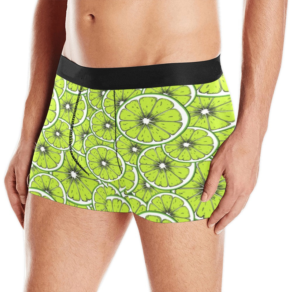 Slices of Lime design pattern Men's All Over Print Boxer Briefs Men's Underwear
