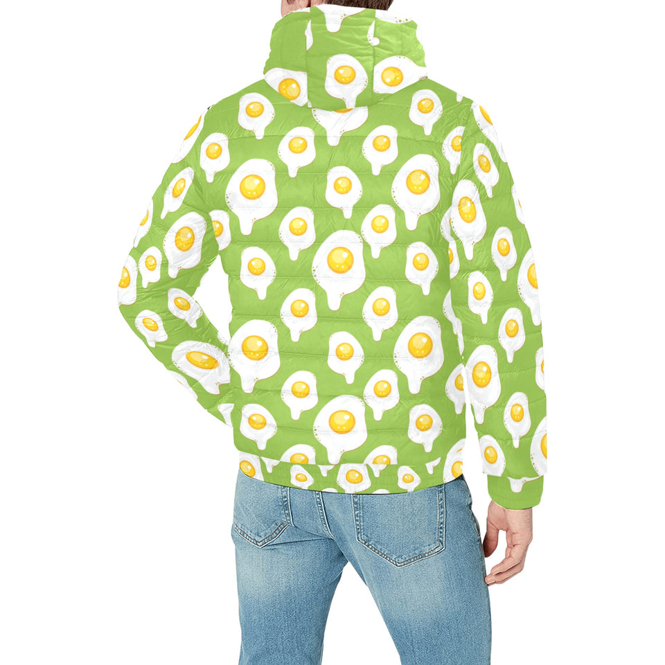 Fried Eggs Pattern Print Design 01 Men's Padded Hooded Jacket