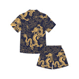 Gold dragon pattern Kids' Boys' Girls' V-Neck Short Pajama Set