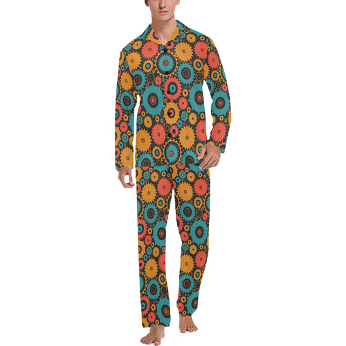 Gear Pattern Print Design 01 Men's Long Pajama Set