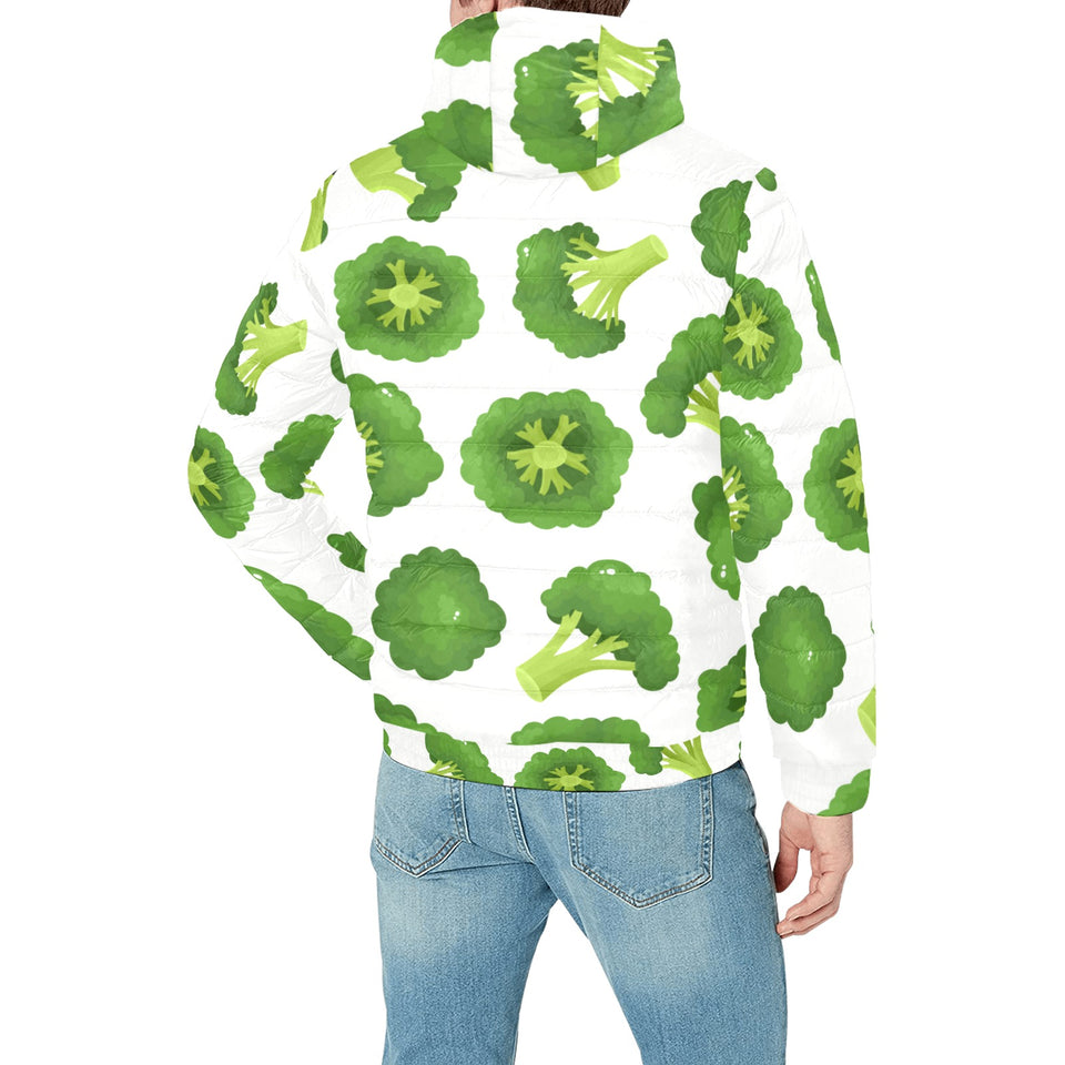 Cute broccoli pattern Men's Padded Hooded Jacket