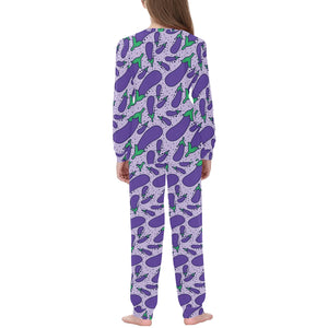 Eggplant Pattern Print Design 03 Kids' Boys' Girls' All Over Print Pajama Set