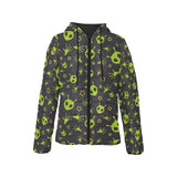 Alien Pattern Print Design 02 Women's Padded Hooded Jacket
