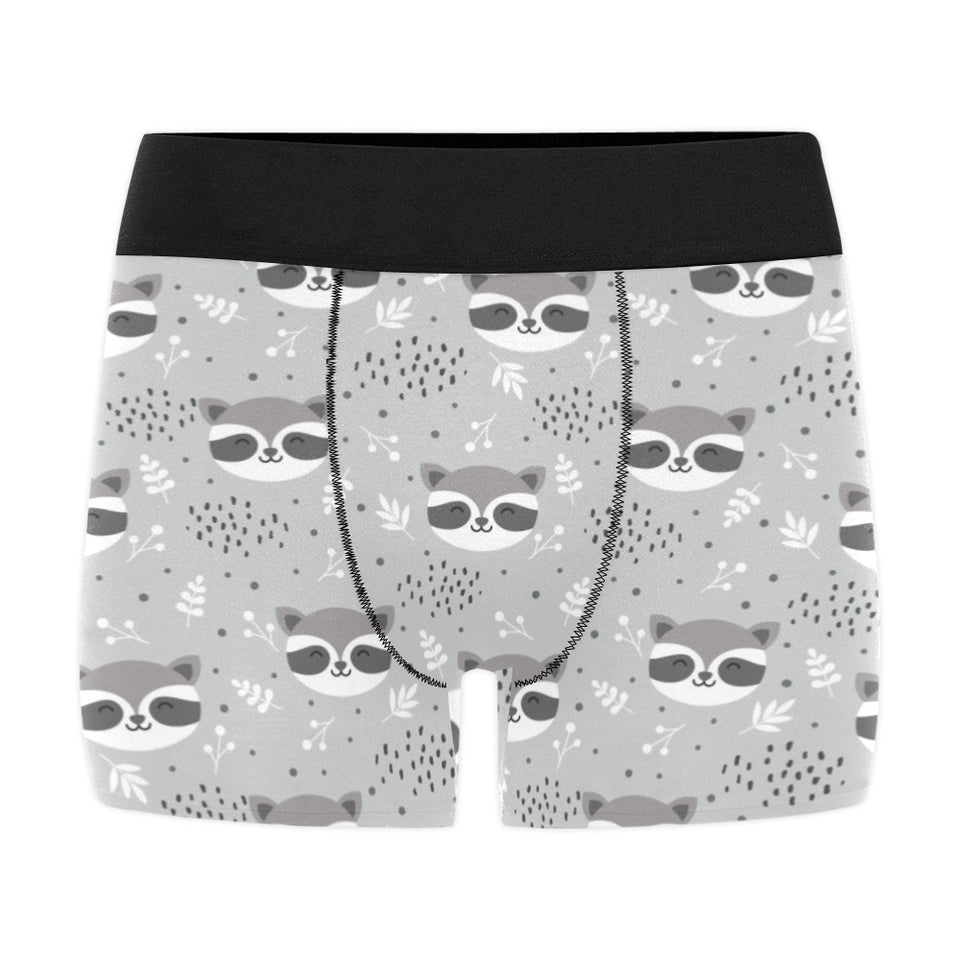 Cute raccoons leaves dot Men's All Over Print Boxer Briefs Men's Underwear