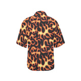 Fire flame dark pattern Women's All Over Print Hawaiian Shirt