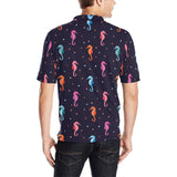 Watercolor colorful seahorse pattern Men's All Over Print Polo Shirt