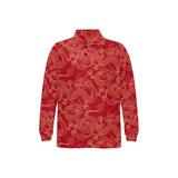 Gold dragons red background Men's Long Sleeve Polo Shirt