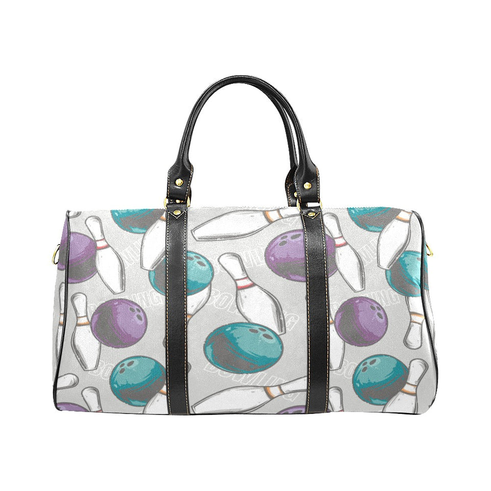 Bowling ball and pin gray background Travel Bag