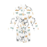 windmill pattern Women's Long Sleeve Belted Night Robe